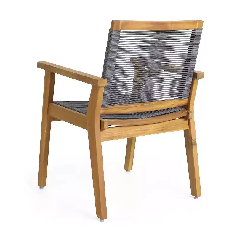 Set da pranzo GDFStudio Specter da 5 pezzi in legno di acacia e corda per esterni, Teak/Grigio scuro