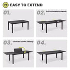 Crestlive Products Set da pranzo espandibile da 9 pezzi per patio, in alluminio per esterni, tavolo rettangolare da 240 cm per 6-8 persone con sedie pieghevoli