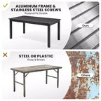Crestlive Products Set da pranzo espandibile da 9 pezzi per patio, in alluminio per esterni, tavolo rettangolare da 240 cm per 6-8 persone con sedie pieghevoli