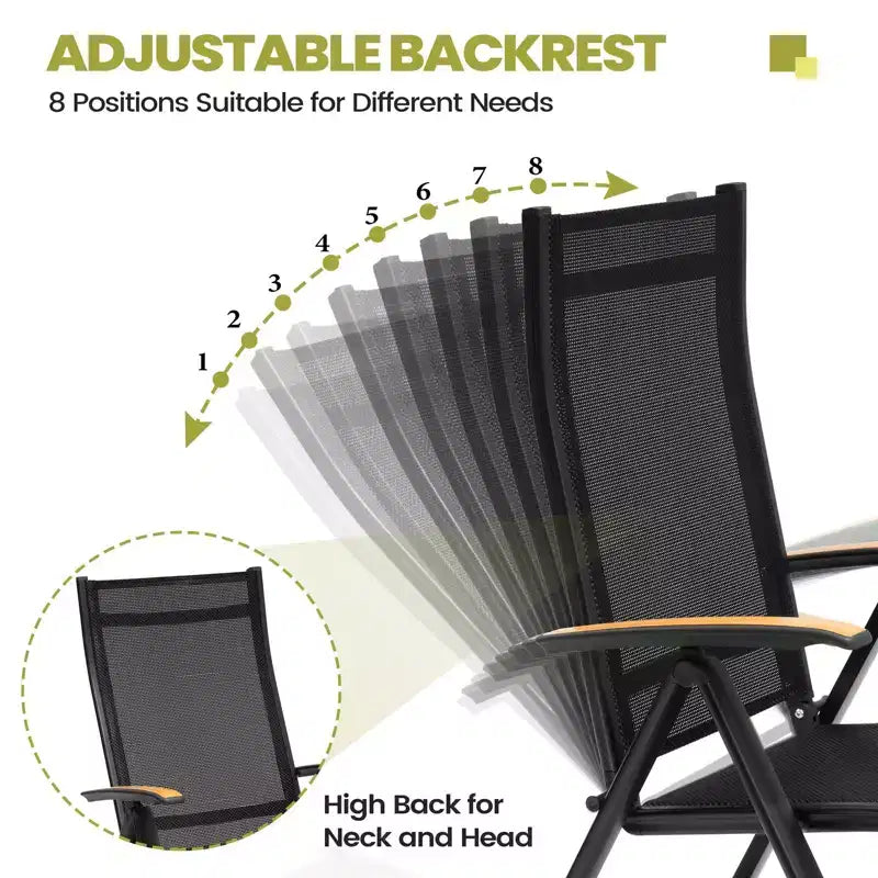 Crestlive Products Set da pranzo espandibile da 9 pezzi per patio, in alluminio per esterni, tavolo rettangolare da 240 cm per 6-8 persone con sedie pieghevoli
