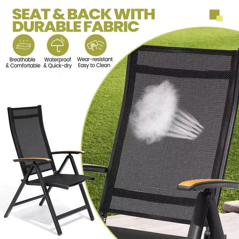 Crestlive Products Set da pranzo espandibile da 9 pezzi per patio, in alluminio per esterni, tavolo rettangolare da 240 cm per 6-8 persone con sedie pieghevoli
