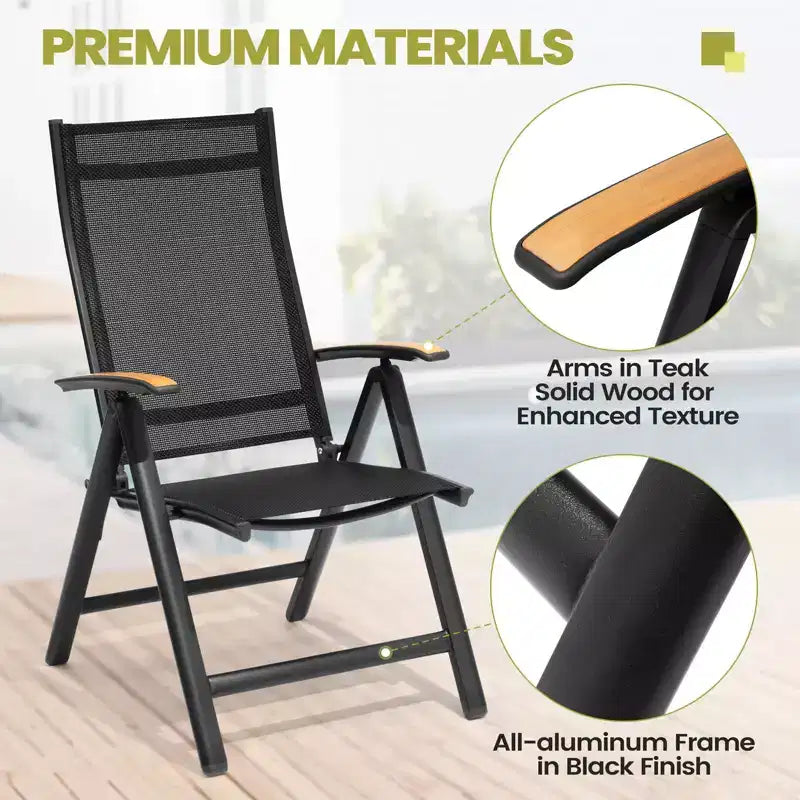 Crestlive Products Set da pranzo espandibile da 9 pezzi per patio, in alluminio per esterni, tavolo rettangolare da 240 cm per 6-8 persone con sedie pieghevoli