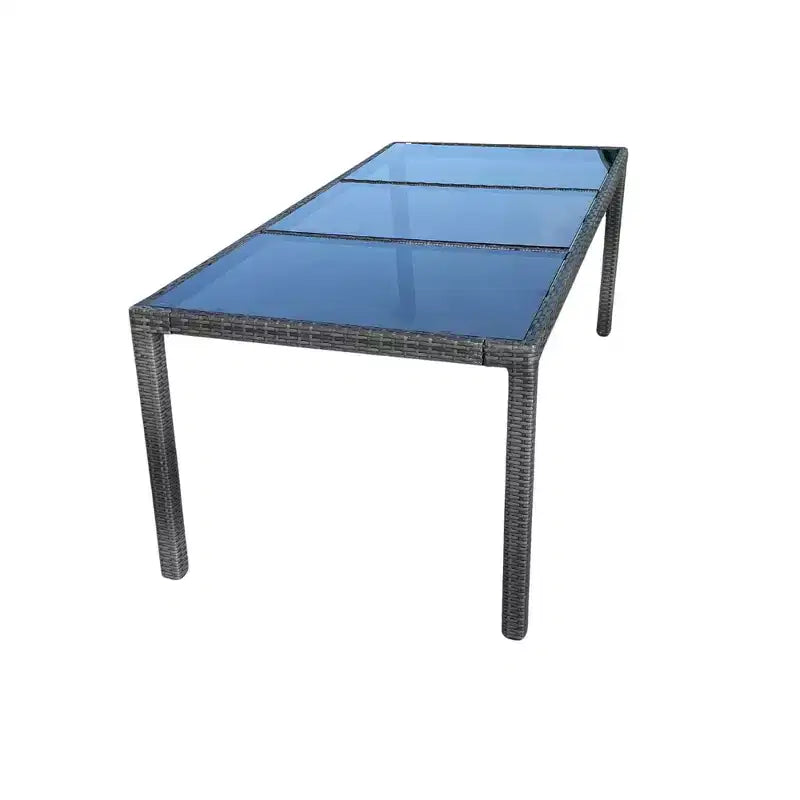 Set da pranzo da esterno Whisen a 9 pezzi in vimini con piano in vetro
