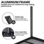 Crestlive Products Tavolo da pranzo da esterno per 4-6 persone Tavolo rettangolare da patio, telaio in alluminio con piano in finto legno resistente e foro per ombrellone Marrone