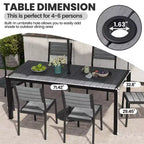 Crestlive Products Tavolo da pranzo da esterno per 4-6 persone Tavolo rettangolare da patio, telaio in alluminio con piano in finto legno resistente e foro per ombrellone Marrone