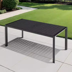 Crestlive Products Outdoor Dining Table for 4-6 People Patio Rectangle Table, Aluminum Frame with Durable Wood-Like Tabletop and Umbrella Hole Brown