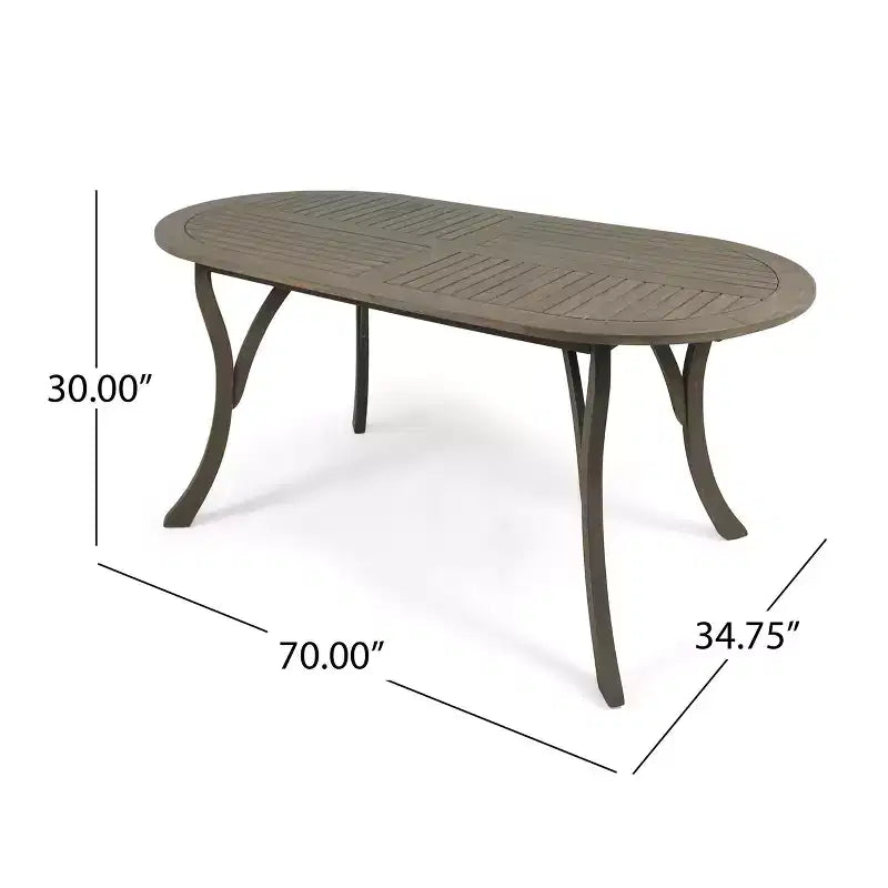 Christopher Knight Home Holloway Set da Pranzo da Esterno 7 Pezzi in Legno di Acacia a Doghe