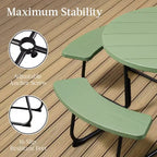 Best Choice Products Tavolo da Picnic Esterno Circolare per 8 Persone con 4 Panche, Foro per Ombrellone, Capacità 900 kg
