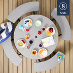 Best Choice Products Tavolo da Picnic Esterno Circolare per 8 Persone con 4 Panche, Foro per Ombrellone, Capacità 900 kg