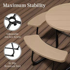 Best Choice Products Tavolo da Picnic Esterno Circolare per 8 Persone con 4 Panche, Foro per Ombrellone, Capacità 900 kg
