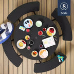 Best Choice Products Tavolo da Picnic Esterno Circolare per 8 Persone con 4 Panche, Foro per Ombrellone, Capacità 900 kg
