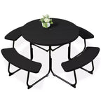 Best Choice Products Tavolo da Picnic Esterno Circolare per 8 Persone con 4 Panche, Foro per Ombrellone, Capacità 900 kg