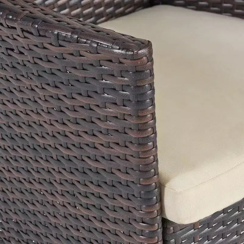 Christopher Knight Home Albury Set da pranzo da 5 pezzi in legno di acacia e vimini da esterno con cuscino