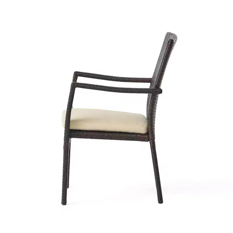Christopher Knight Home Klondike Set da Pranzo da Esterno 7 Pezzi in Legno di Acacia e Vimini con Cuscini