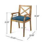 Christopher Knight Home Llano set da pranzo da esterno a 5 pezzi in legno di acacia con cuscini resistenti all'acqua