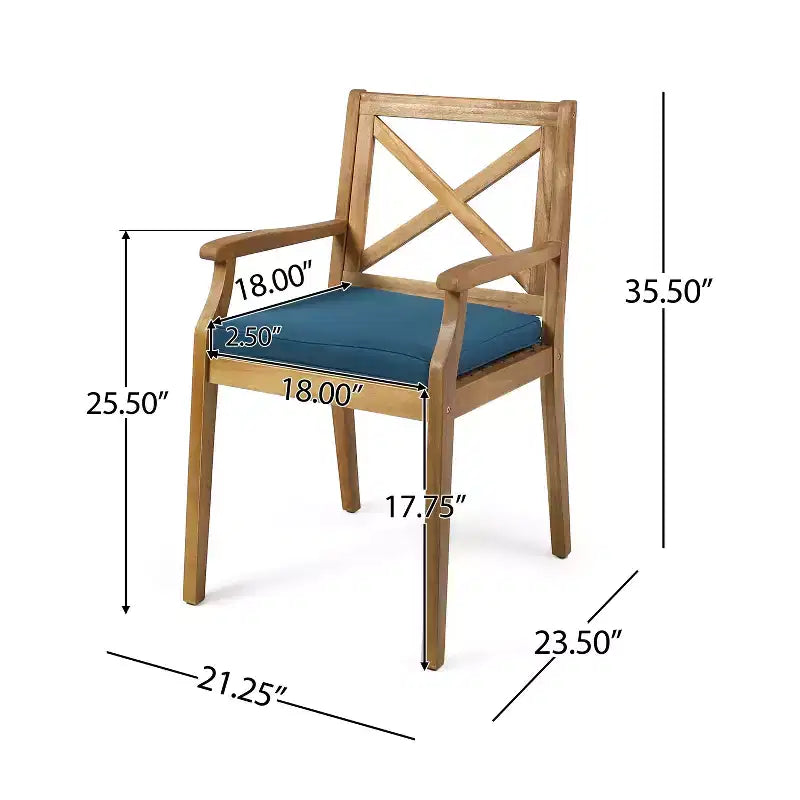 Christopher Knight Home Llano set da pranzo da esterno a 5 pezzi in legno di acacia con cuscini resistenti all'acqua