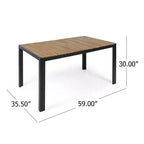 Christopher Knight Home Sere, set da pranzo da 7 pezzi da esterno in legno di acacia e vimini con cuscini, marrone/crema