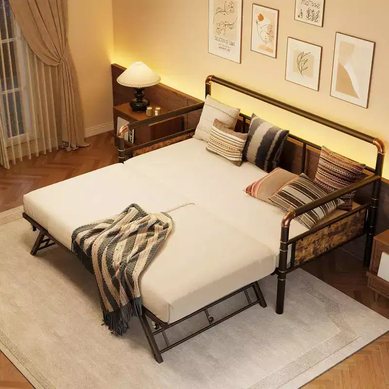 Acekool Struttura Divano Letto in Metallo, Letto Matrimoniale, Robusto Letto per Soggiorno, Camera da Letto o Camera degli Ospiti