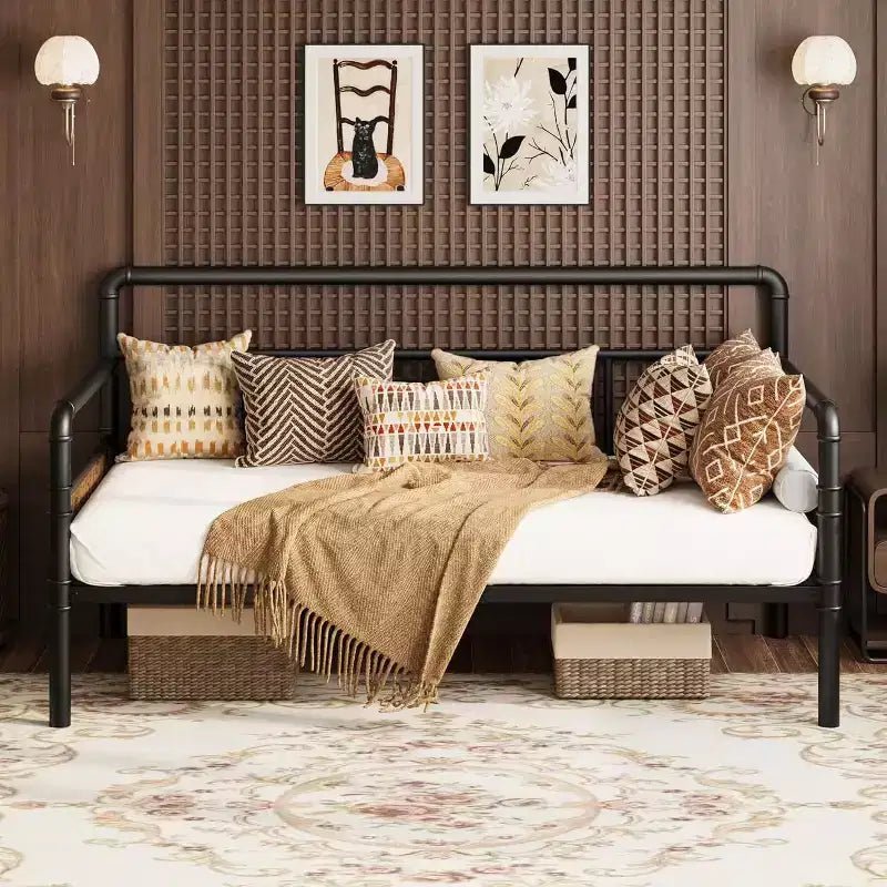Acekool Struttura Divano Letto in Metallo, Letto Matrimoniale, Robusto Letto per Soggiorno, Camera da Letto o Camera degli Ospiti