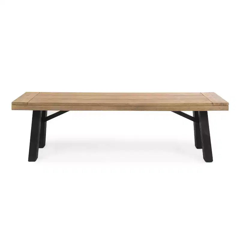 Set da pranzo da 6 pezzi GDFStudio Bruna in vimini e legno di acacia con panca, grigio spazzolato/marrone multicolor