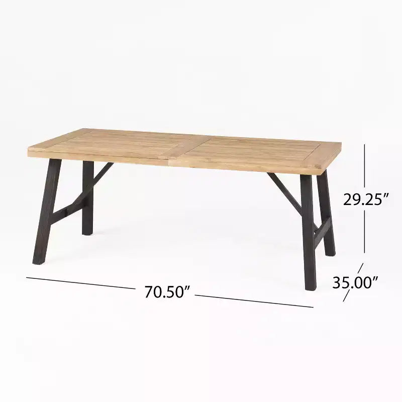 Set da pranzo da 6 pezzi GDFStudio Bruna in vimini e legno di acacia con panca, grigio spazzolato/marrone multicolor