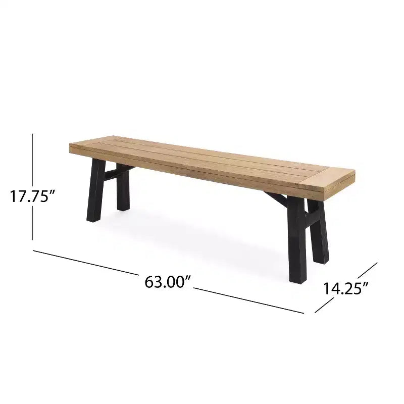 Set da pranzo da 6 pezzi GDFStudio Bruna in vimini e legno di acacia con panca, grigio spazzolato/marrone multicolor