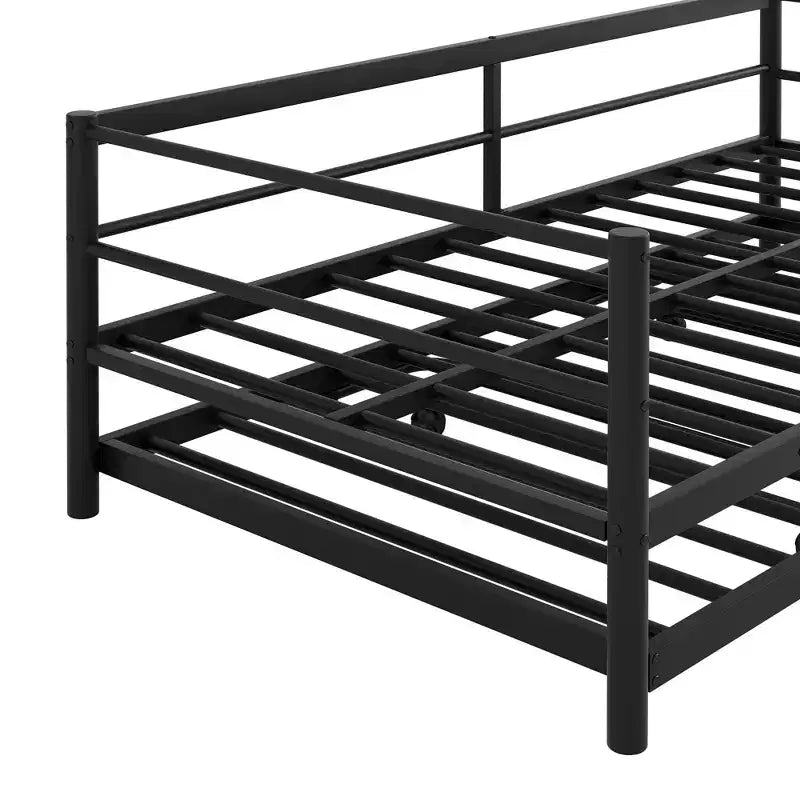 GDFStudio Adam Letto da giorno in metallo con LED e letto estraibile a scomparsa, una piazza e mezza