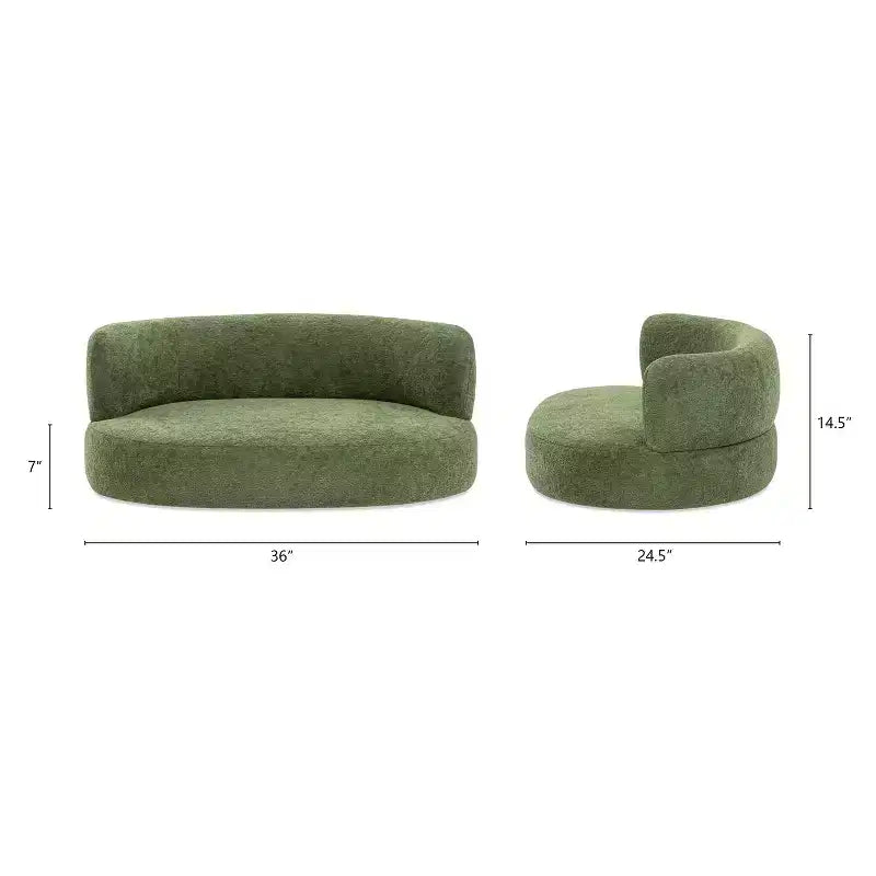 Jennifer Taylor Home Shep Divanetto curvo per cani 36, media, Teddy in pile verde muschio