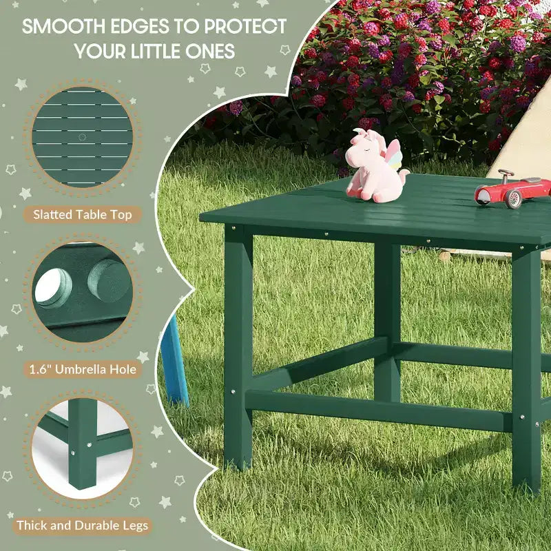 WestinTrends Malibu Arredo per Esterni per Bambini, Tavolo da Pranzo Quadrato da 76 cm in HDPE