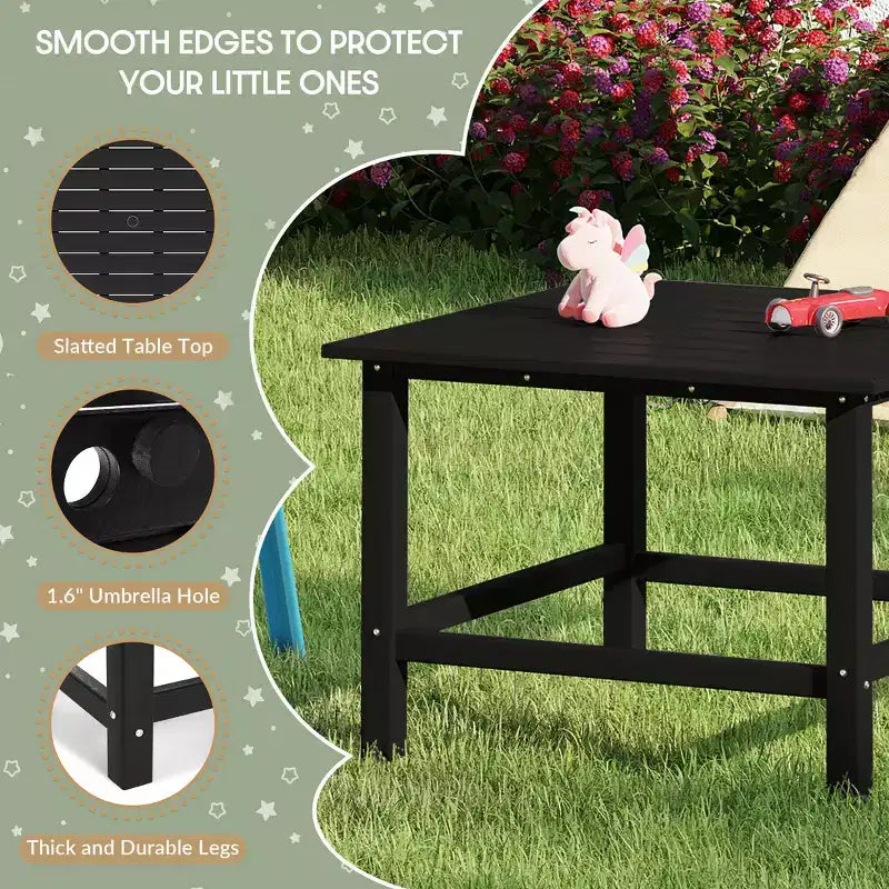 WestinTrends Malibu Arredo per Esterni per Bambini, Tavolo da Pranzo Quadrato da 76 cm in HDPE