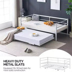 Karl Home Divano Letto Matrimoniale Bianco Twin Size con Rete Estraibile a Scomparsa Letto Matrimoniale in Metallo Resistente con Rete a Scomparsa Nessuna Molla Richiesta