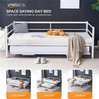 Karl Home Divano Letto Matrimoniale Bianco Twin Size con Rete Estraibile a Scomparsa Letto Matrimoniale in Metallo Resistente con Rete a Scomparsa Nessuna Molla Richiesta