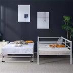 Karl Home Divano Letto Matrimoniale Bianco Twin Size con Rete Estraibile a Scomparsa Letto Matrimoniale in Metallo Resistente con Rete a Scomparsa Nessuna Molla Richiesta