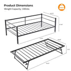Karl Home Divano Letto Matrimoniale Bianco Twin Size con Rete Estraibile a Scomparsa Letto Matrimoniale in Metallo Resistente con Rete a Scomparsa Nessuna Molla Richiesta