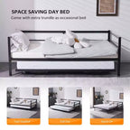 Karl Home Divano Letto Matrimoniale Bianco Twin Size con Rete Estraibile a Scomparsa Letto Matrimoniale in Metallo Resistente con Rete a Scomparsa Nessuna Molla Richiesta