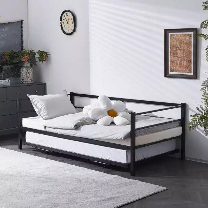 Karl Home Divano Letto Matrimoniale Bianco Twin Size con Rete Estraibile a Scomparsa Letto Matrimoniale in Metallo Resistente con Rete a Scomparsa Nessuna Molla Richiesta