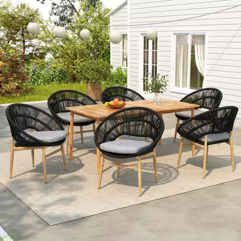 Christopher Knight Home Corey Set da pranzo da esterno rustico a 7 pezzi in rattan, metallo e legno di acacia