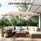 Captiva Designs Set da 8 Tavolo Rettangolare in Acciaio, Sedie con Braccioli Imbottite e Ombrellone da Esterno