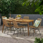 Set da pranzo da 7 pezzi Christopher Knight Home Sawtelle per esterni in vimini e legno di acacia