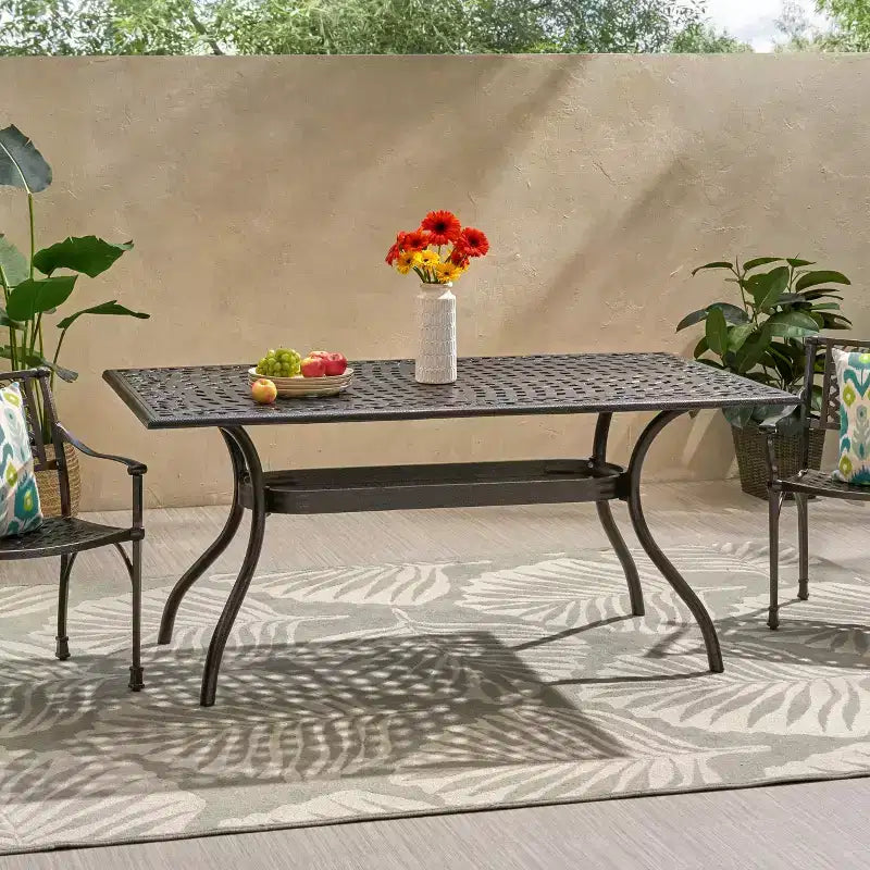 Christopher Knight Home Phoenix Traditional Outdoor Aluminum Rectangular Dining Table