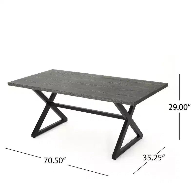 Christopher Knight Home Rolando Tavolo da Pranzo da Esterno 70,5 in Alluminio con Base a Slitta Incrociata