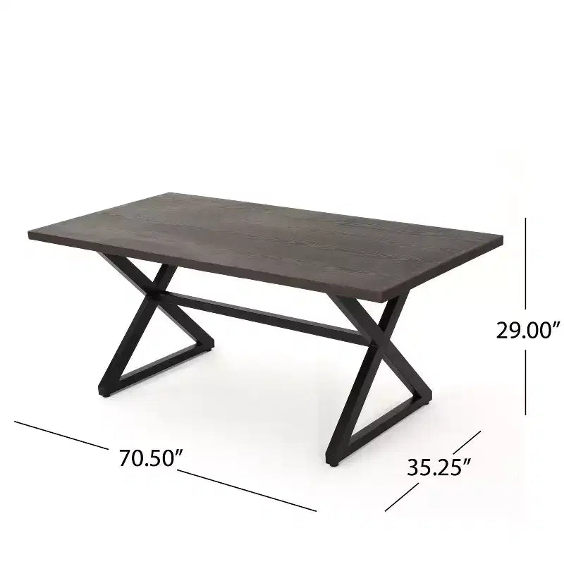 Christopher Knight Home Rolando Tavolo da Pranzo da Esterno 70,5 in Alluminio con Base a Slitta Incrociata