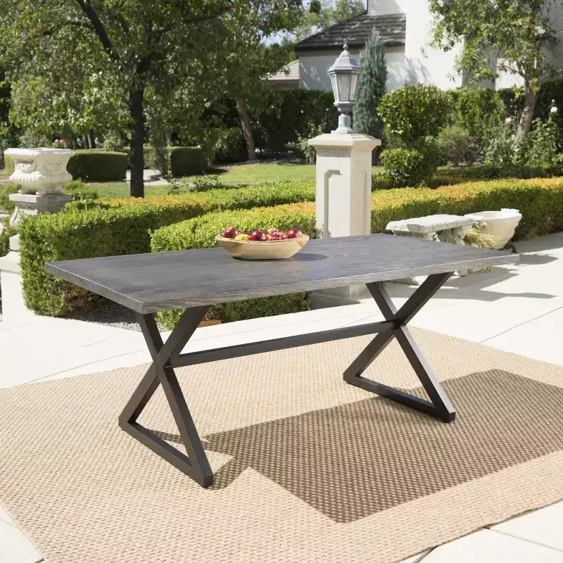 Christopher Knight Home Rolando Outdoor 70.5 Aluminum Dining Table with Sled Cross Base