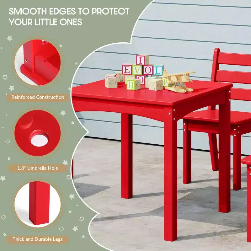 WestinTrends Treehouse Tavolo Quadrato per Bambini in Plastica HDPE da 24"