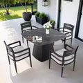 Christopher Knight Home Judd Patio 44 Aluminum Pedestal Dining Table with Sintered Stone Top