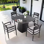 Christopher Knight Home Judd Patio 44 Aluminum Pedestal Dining Table with Sintered Stone Top