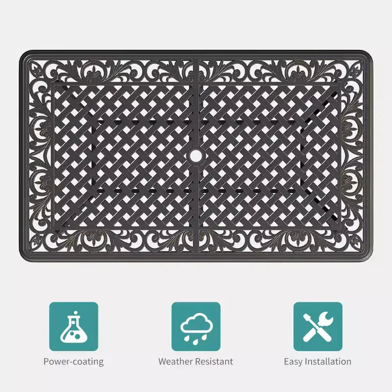 Tavolo da Pranzo Esterno 150x89 cm per 6 Persone, Tavolo da Esterno in Alluminio Pressofuso con Foro per Ombrellone, Resistente alle Intemperie, per Giardino, Cortile, Piscina, Bronzo Vintage