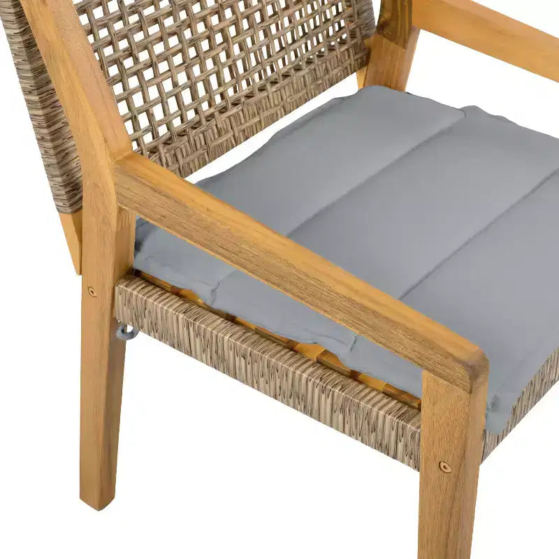 Christopher Knight Home Neva Set da Pranzo da Esterno 5 Pezzi con Tavolo in Legno di Acacia e Sedie in Vimini