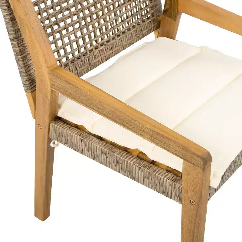 Christopher Knight Home Neva Set da Pranzo da Esterno 5 Pezzi con Tavolo in Legno di Acacia e Sedie in Vimini