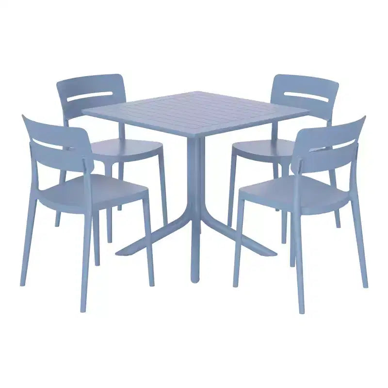 Set da pranzo da esterni WestinTrends Playa Modern da 5 pezzi in resina con sedie da pranzo da esterni impilabili